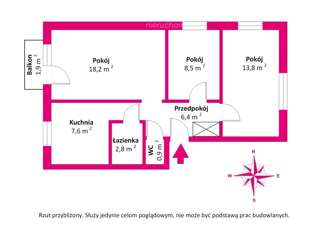 Mieszkanie na sprzedaż, 61,70 m², 3 pokoje, 1 piętro, oferta nr 36984/3685/OMS