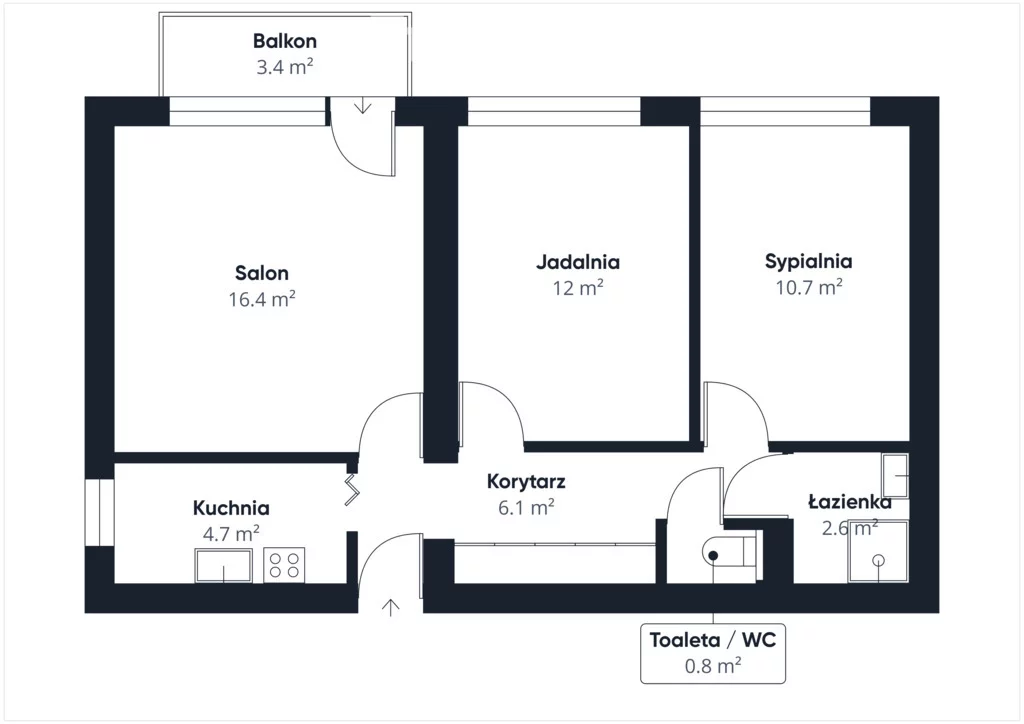 3 pokoje, mieszkanie 54,72 m², piętro 1, oferta nr , 40606/3685/OMS, Orzesze, Mikołowska
