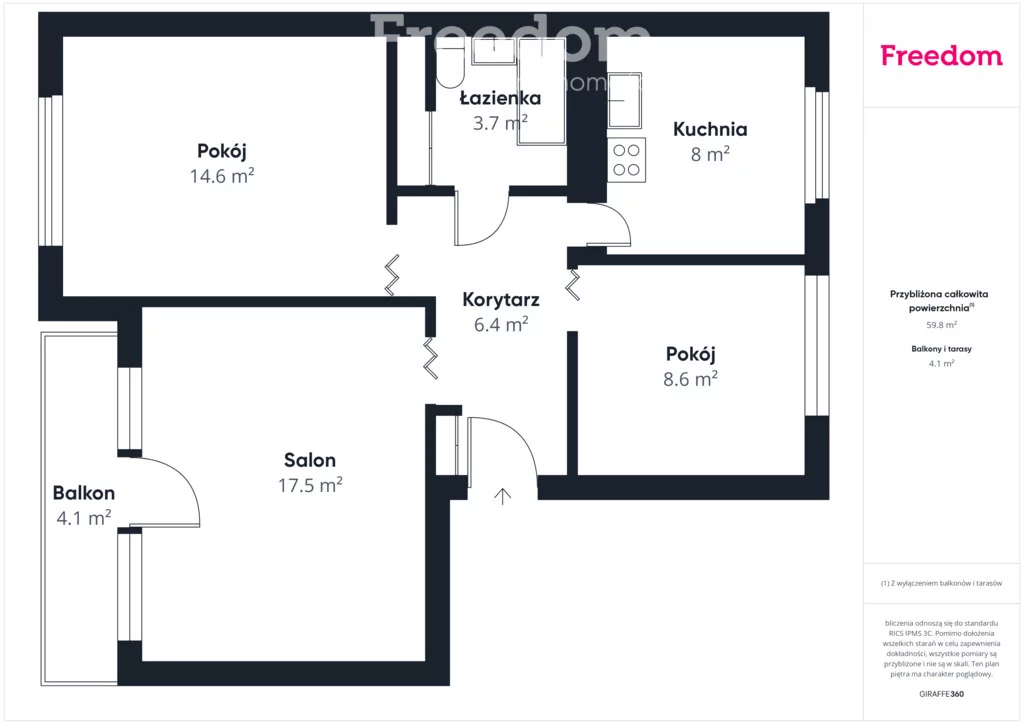 3 pokoje, mieszkanie 58,00 m², piętro 4, oferta nr , 40391/3685/OMS, Orneta, Przemysłowa