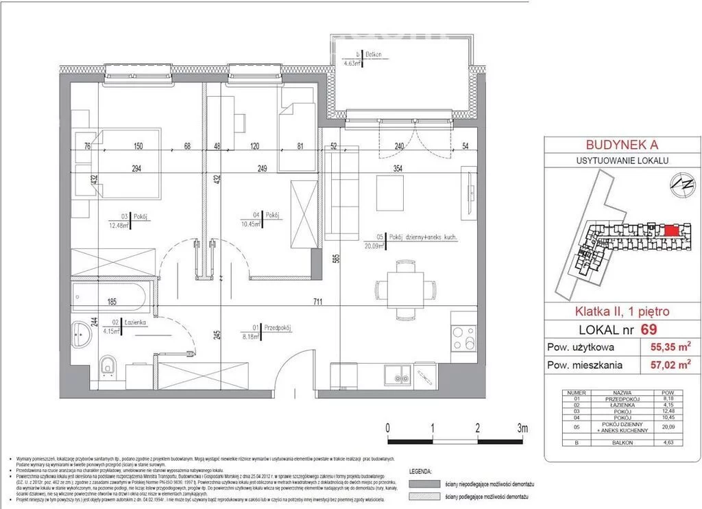 3 pokoje, mieszkanie 55,35 m², piętro 1, oferta nr , 37634/3685/OMS, Radzymin
