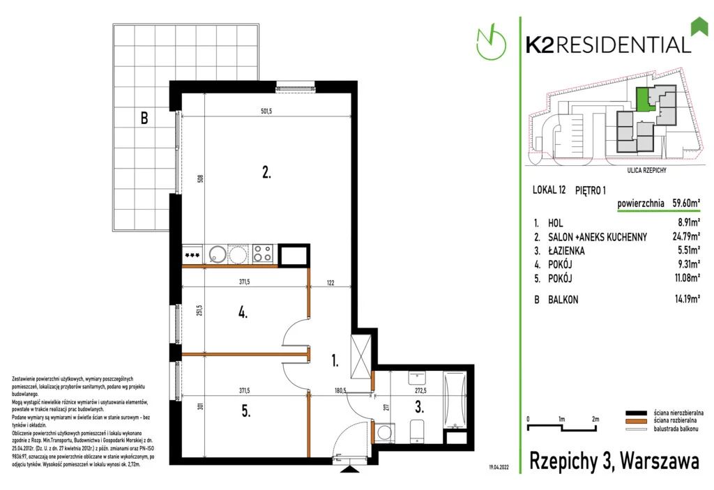 Mieszkanie na sprzedaż, 59,60 m², 3 pokoje, 1 piętro, oferta nr 26788/3685/OMS