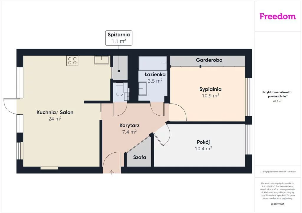 3 pokoje, mieszkanie 61,34 m², piętro 2, oferta nr , 39895/3685/OMS, Dębica, Sikorskiego