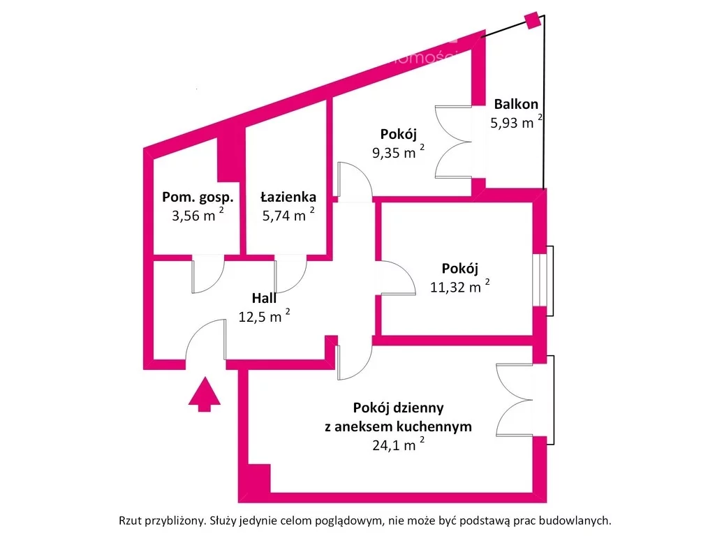 3 pokoje, mieszkanie 62,76 m², piętro 1, oferta nr , 39090/3685/OMS, Biała Podlaska, Stanisława Tessaro