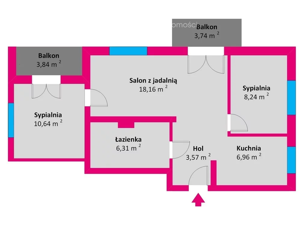 3 pokoje, mieszkanie 56,21 m², piętro 2, oferta nr , 40534/3685/OMS, Rzeszów, Drabinianka, Strażacka