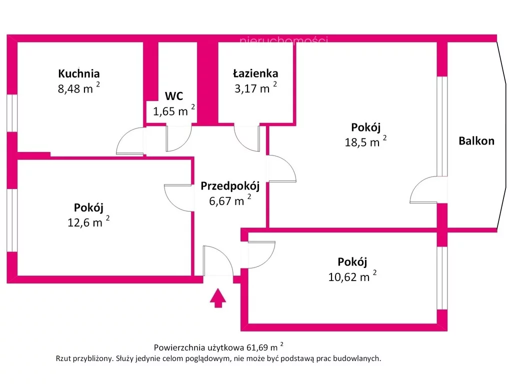 3 pokoje, mieszkanie 61,69 m², piętro 3, oferta nr , 37114/3685/OMS, Iława, Tadeusza Kościuszki