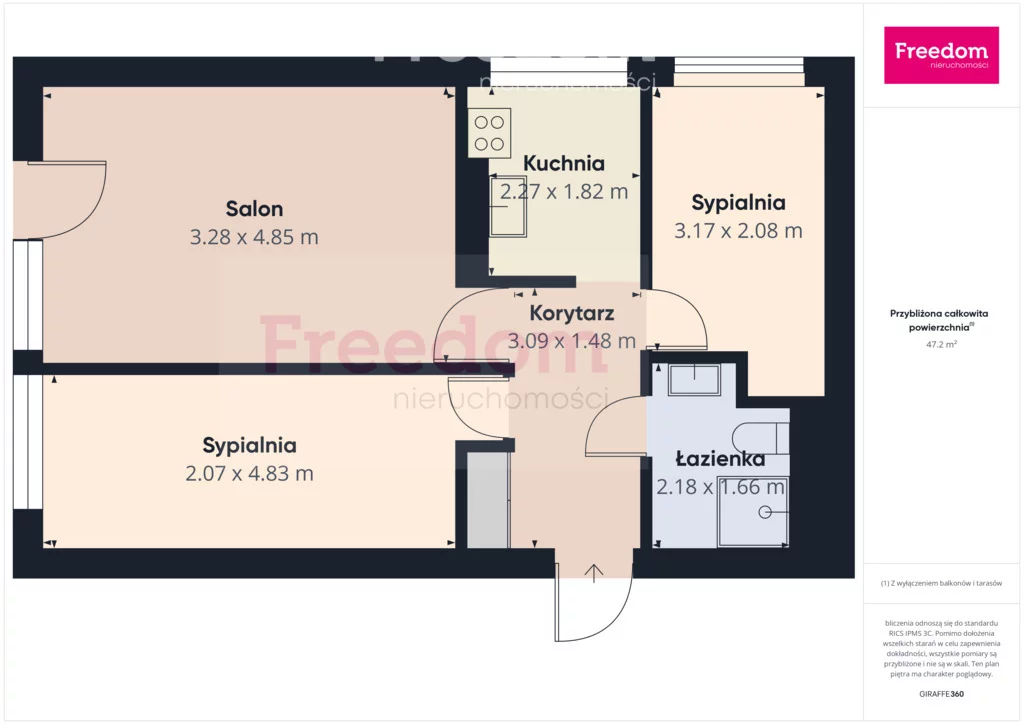 3 pokoje, mieszkanie 47,80 m², piętro 4, oferta nr , 39165/3685/OMS, Piła, Towarowa