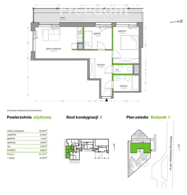 Mieszkanie na sprzedaż, 54,31 m², 3 pokoje, parter, oferta nr 30838/3685/OMS