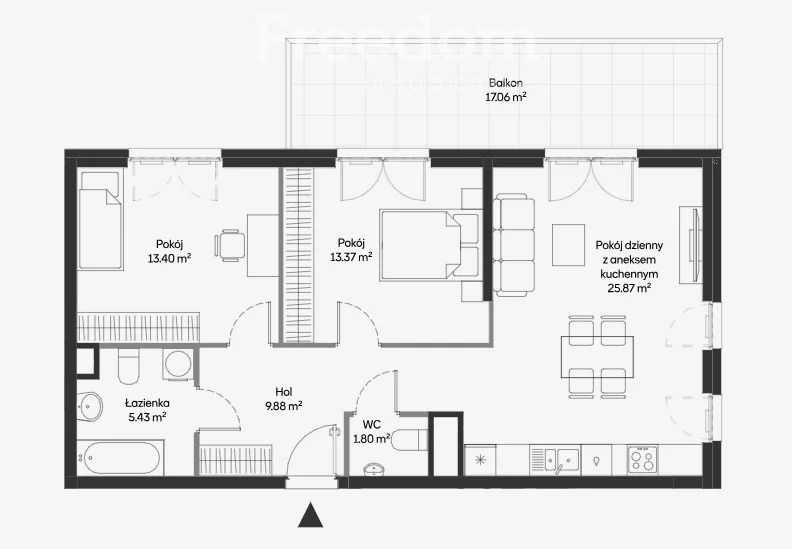 3 pokoje, mieszkanie 69,75 m², piętro 1, oferta nr , 33495/3685/OMS, Warszawa, Mokotów, Mokotów