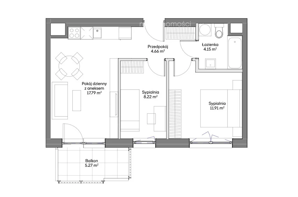3 pokoje, mieszkanie 46,73 m², piętro 5, oferta nr , 33462/3685/OMS, Warszawa, Praga Południe, Praga Południe