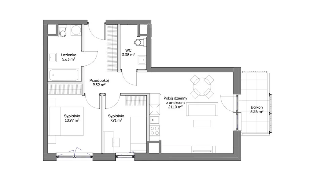 3 pokoje, mieszkanie 58,31 m², piętro 6, oferta nr , 33527/3685/OMS, Warszawa, Praga Południe, Praga Południe