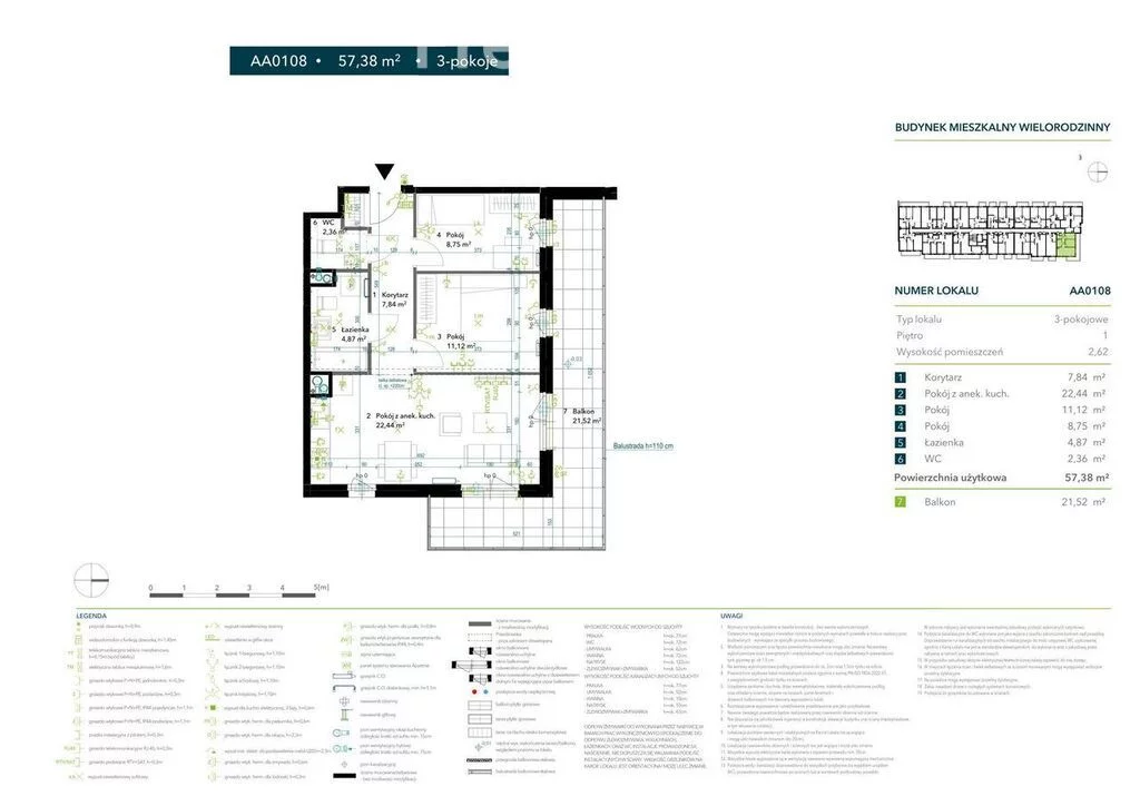 Mieszkanie na sprzedaż, 57,38 m², 3 pokoje, 1 piętro, oferta nr 33524/3685/OMS