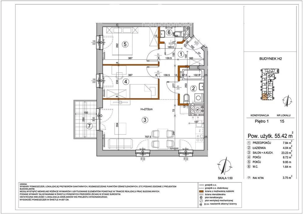 3 pokoje, mieszkanie 55,42 m², piętro 1, oferta nr , 33582/3685/OMS, Warszawa, Rembertów, Rembertów