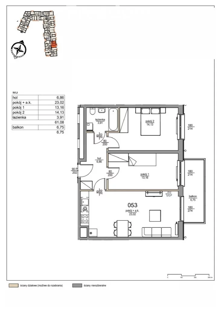 Mieszkanie trzypokojowe 61,08 m², Warszawa, Targówek, Sprzedaż