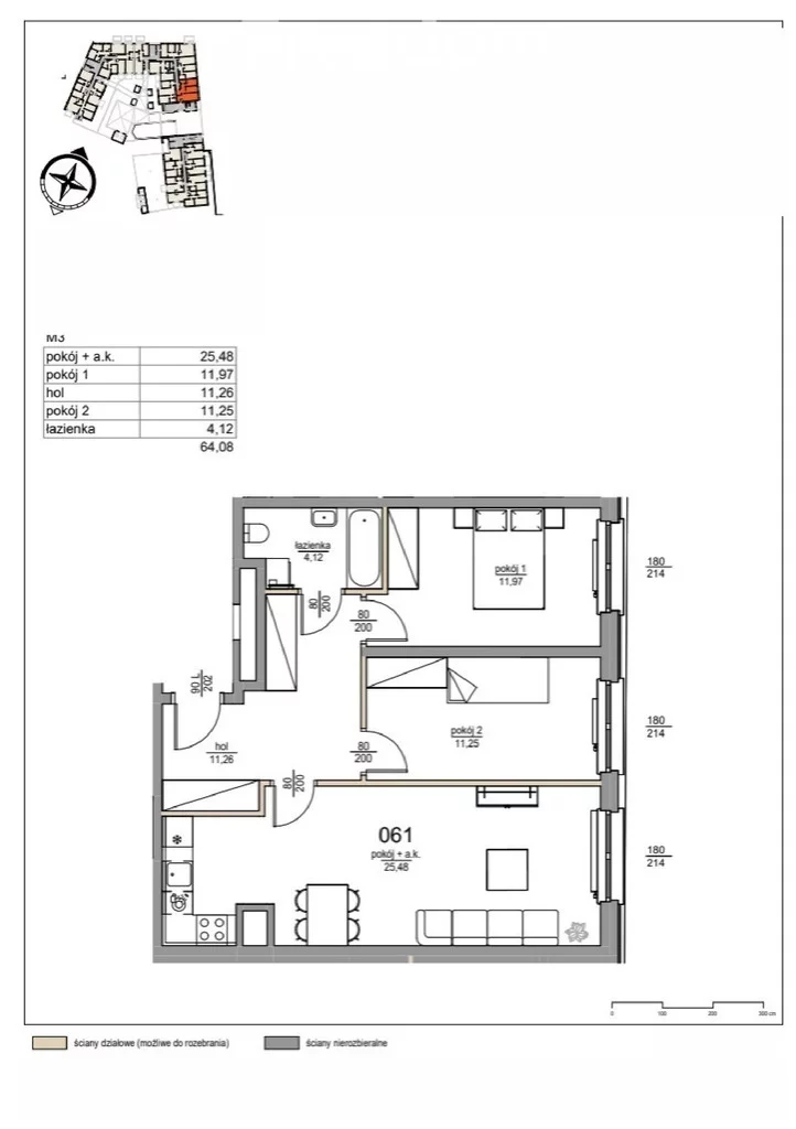 Mieszkanie trzypokojowe 64,08 m², Warszawa, Targówek, Sprzedaż