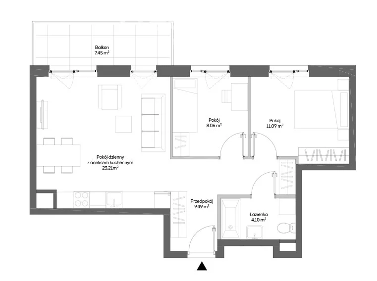 Mieszkanie na sprzedaż, 55,95 m², 3 pokoje, 7 piętro, oferta nr 37070/3685/OMS