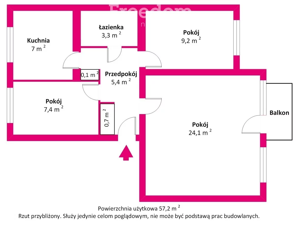 3 pokoje, mieszkanie 57,20 m², piętro 4, oferta nr , 38944/3685/OMS, Biała Podlaska, Warszawska