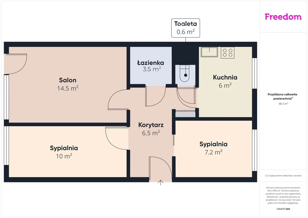 3 pokoje, mieszkanie 48,30 m², piętro 4, oferta nr , 40513/3685/OMS, Tarnów, Westerplatte