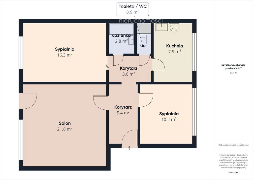 3 pokoje, mieszkanie 69,60 m², piętro 1, oferta nr , 40461/3685/OMS, Białystok, Wincentego Witosa