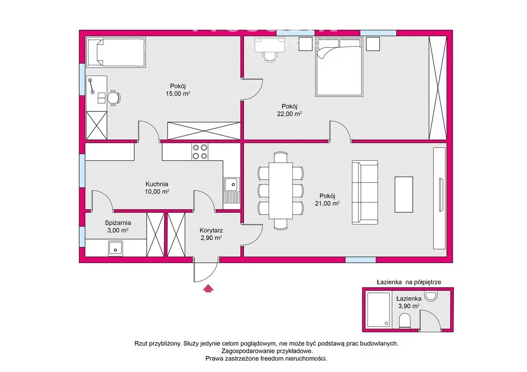 Mieszkanie trzypokojowe 77,80 m², Korsze, Wojska Polskiego, Sprzedaż