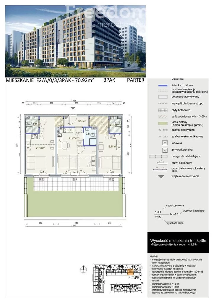 3 pokoje, mieszkanie 70,92 m², parter, oferta nr , 33630/3685/OMS, Warszawa, Mokotów, Mokotów, Wołoska