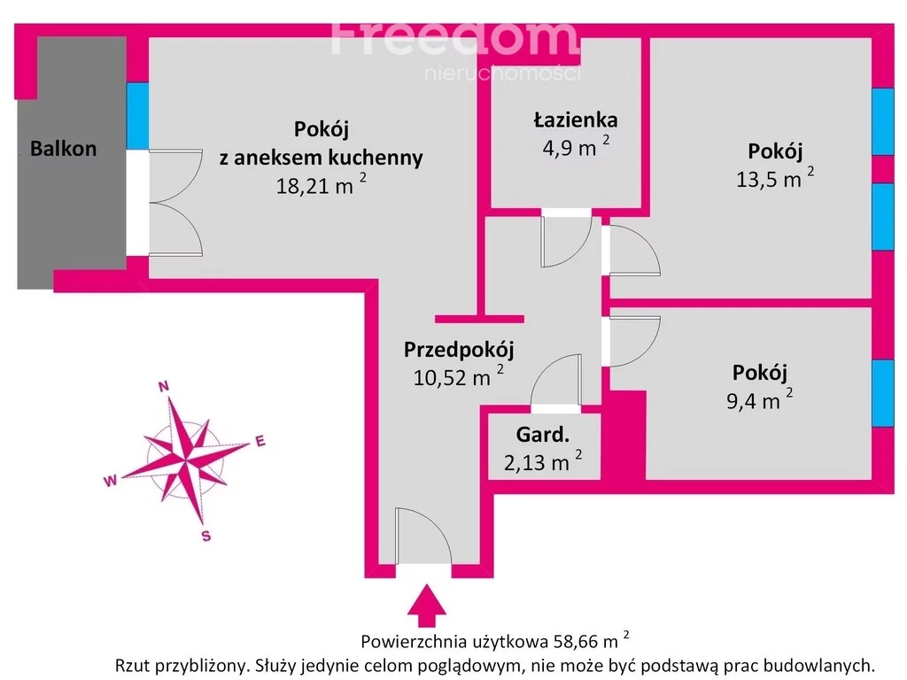 3 pokoje, mieszkanie 58,66 m², piętro 2, oferta nr , 40545/3685/OMS, Borkowo, Współczesna