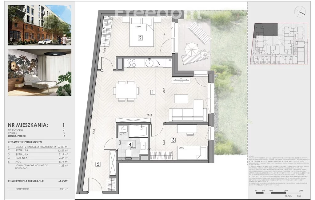 3 pokoje, mieszkanie 65,00 m², parter, oferta nr , 28473/3685/OMS, Żyrardów