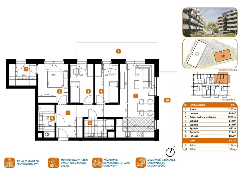 4 pokoje, mieszkanie 79,43 m², piętro 3, oferta nr , 40706/3685/OMS, Marki, Aleja Marszałka Józefa Piłsudskiego