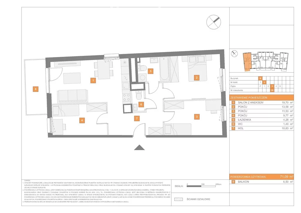 Mieszkanie na sprzedaż, 71,09 m², 4 pokoje, 3 piętro, oferta nr 33759/3685/OMS