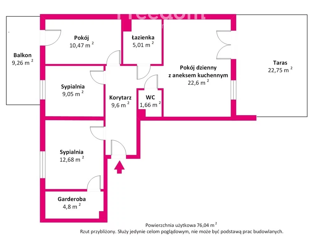 4 pokoje, mieszkanie 76,04 m², piętro 1, oferta nr , 40316/3685/OMS, Ełk, Czesława Miłosza