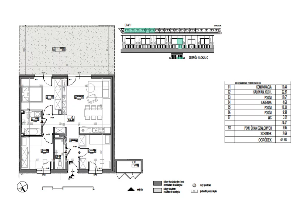 4 pokoje, mieszkanie 74,06 m², parter, oferta nr , 37520/3685/OMS, Falenty Nowe
