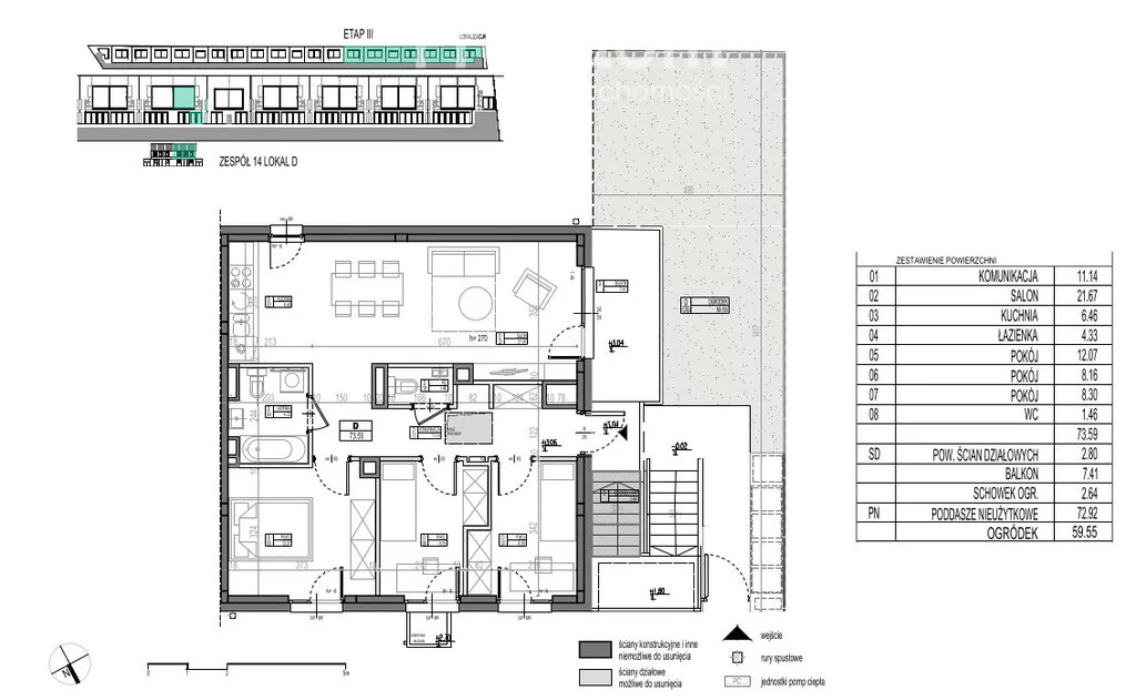 4 pokoje, mieszkanie 74,14 m², piętro 1, oferta nr , 37524/3685/OMS, Falenty Nowe
