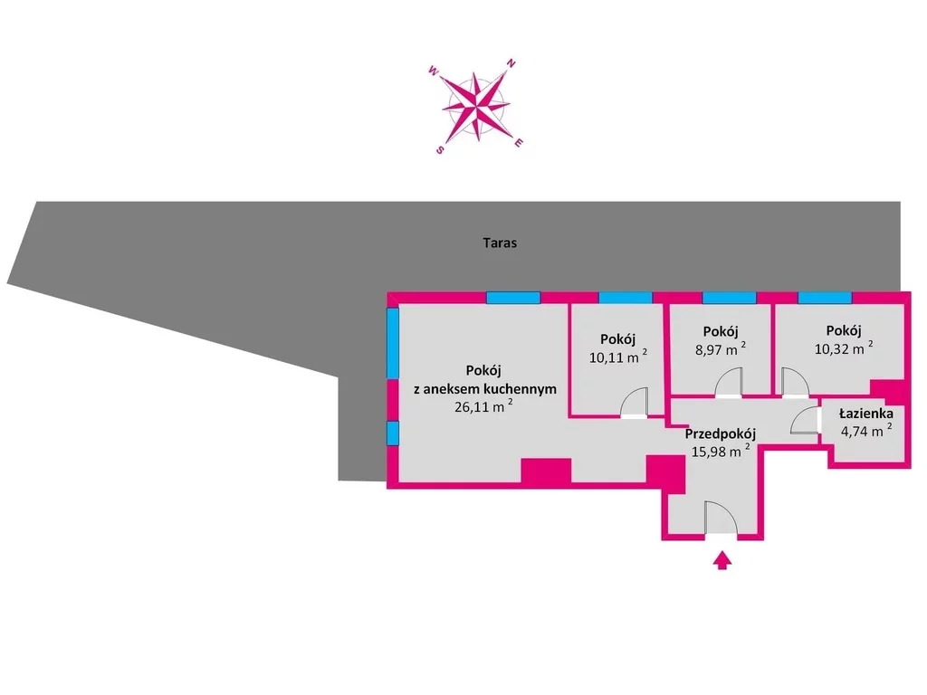 4 pokoje, mieszkanie 76,24 m², piętro 1, oferta nr , 40535/3685/OMS, Rzeszów, Słocina, Ignacego Paderewskiego