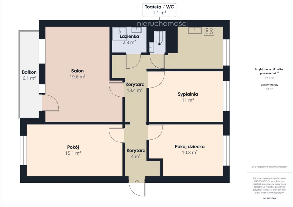 4 pokoje, mieszkanie 77,50 m², piętro 7, oferta nr , 40395/3685/OMS, Wrocław, Jabłeczna