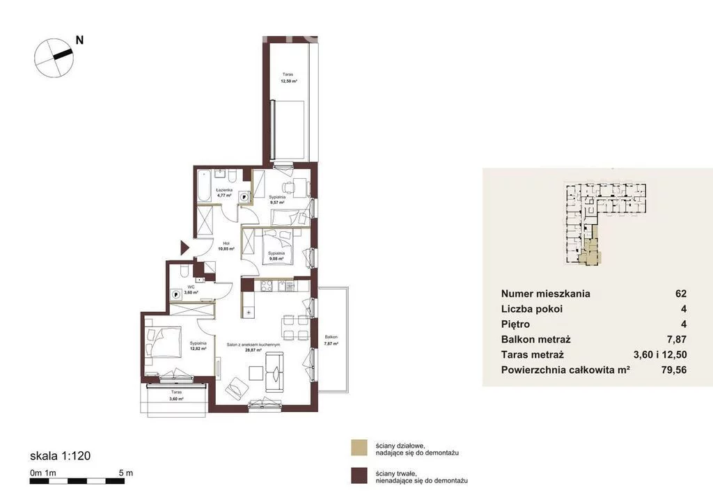 4 pokoje, mieszkanie 79,56 m², piętro 4, oferta nr , 38683/3685/OMS, Jabłonna