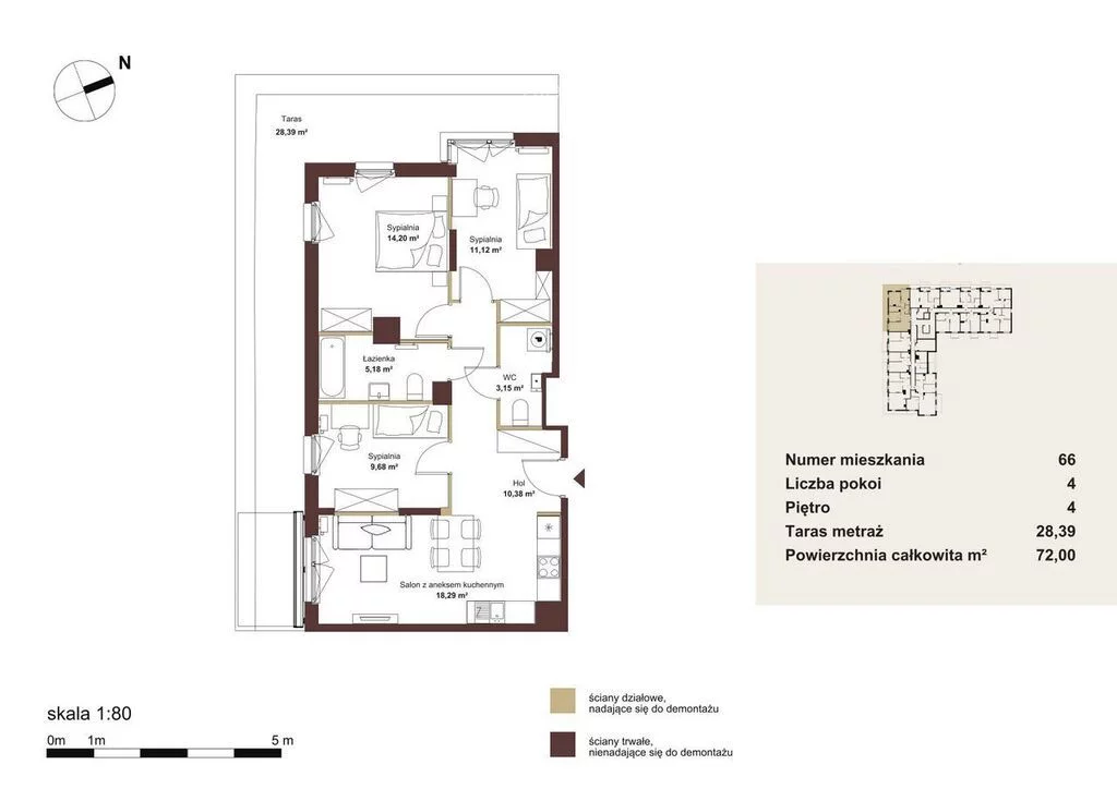 4 pokoje, mieszkanie 72,00 m², piętro 4, oferta nr , 38684/3685/OMS, Jabłonna