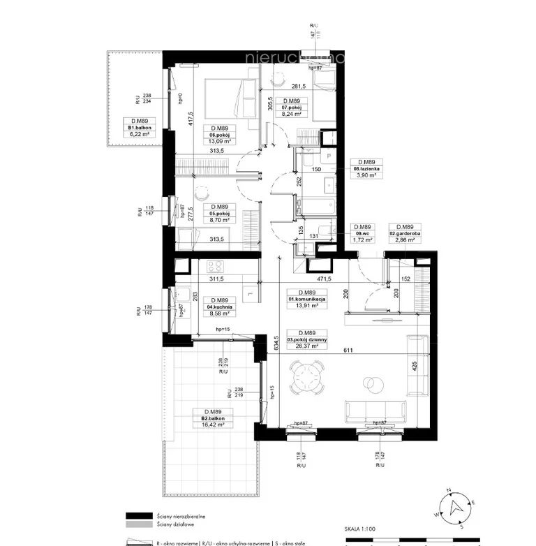 4 pokoje, mieszkanie 87,37 m², piętro 3, oferta nr , 38399/3685/OMS, Poznań, Naramowice, Naramowice, Maków Polnych