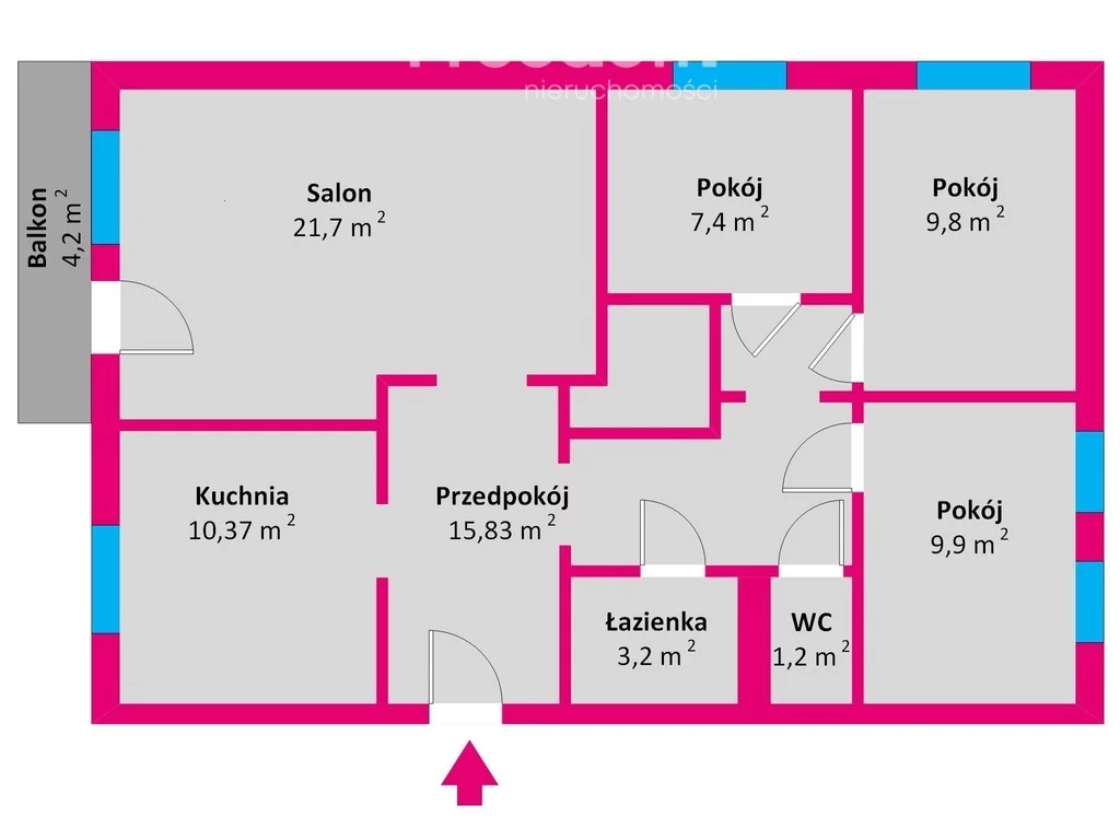 4 pokoje, mieszkanie 79,40 m², piętro 3, oferta nr , 40548/3685/OMS, Rzeszów, Monte Cassino