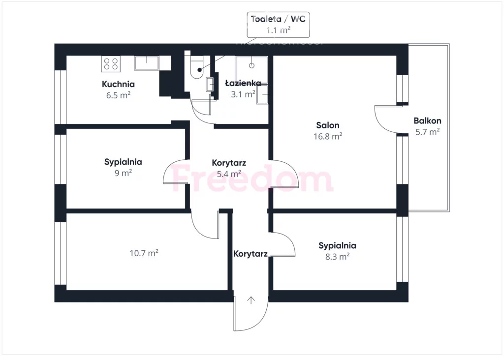 4 pokoje, mieszkanie 64,31 m², piętro 1, oferta nr , 39419/3685/OMS, Nowy Dwór Mazowiecki, Pułkownika Witolda Pileckiego