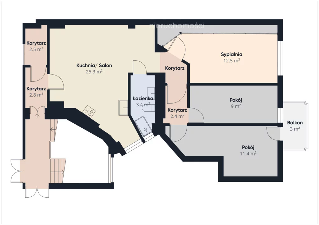 4 pokoje, mieszkanie 73,10 m², piętro 2, oferta nr , 40314/3685/OMS, Wrocław, Stalowa