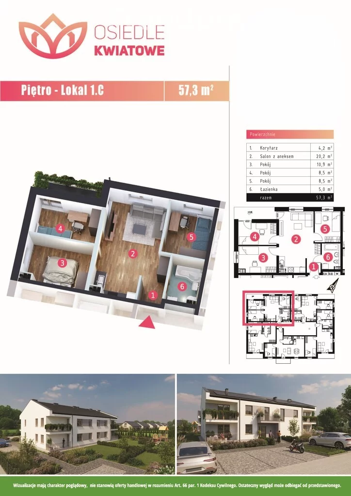 Mieszkanie czteropokojowe 57,30 m², Szydłowo, Sprzedaż