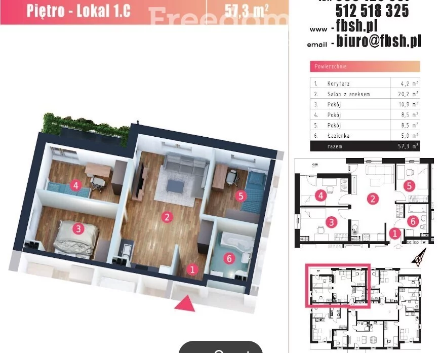4 pokoje, mieszkanie 57,30 m², piętro 1, oferta nr , 34191/3685/OMS, Szydłowo