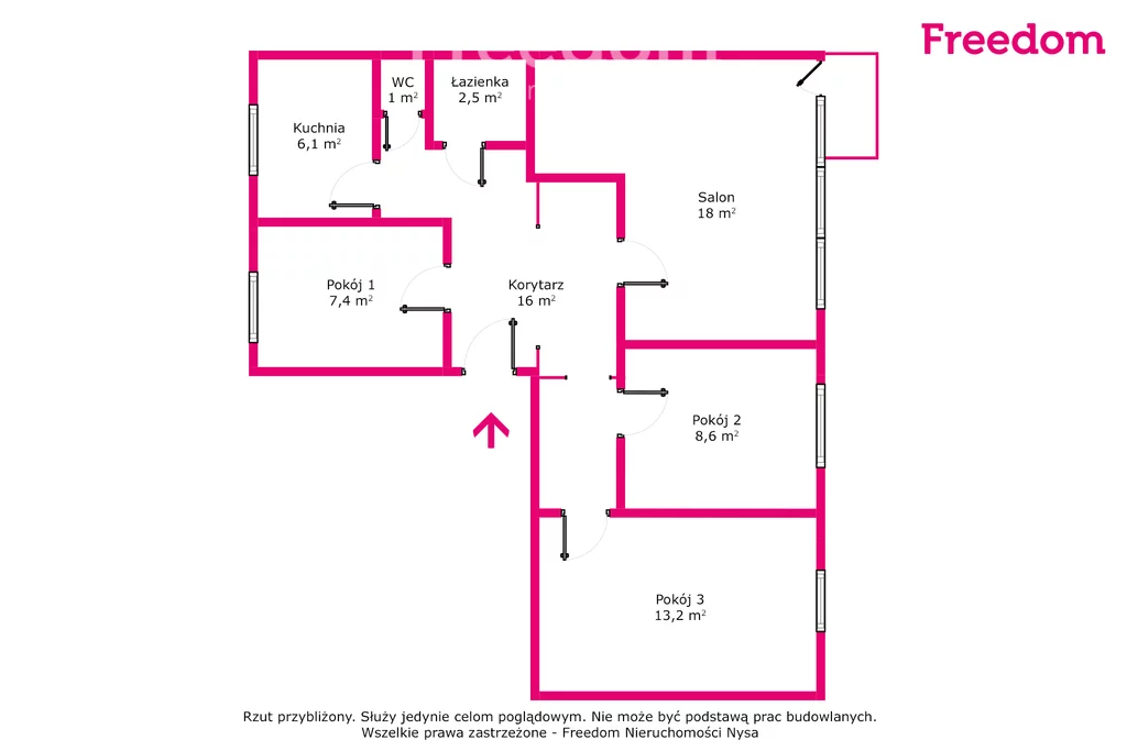 4 pokoje, mieszkanie 72,80 m², piętro 2, oferta nr , 37540/3685/OMS, Nysa, Tadeusza Kościuszki