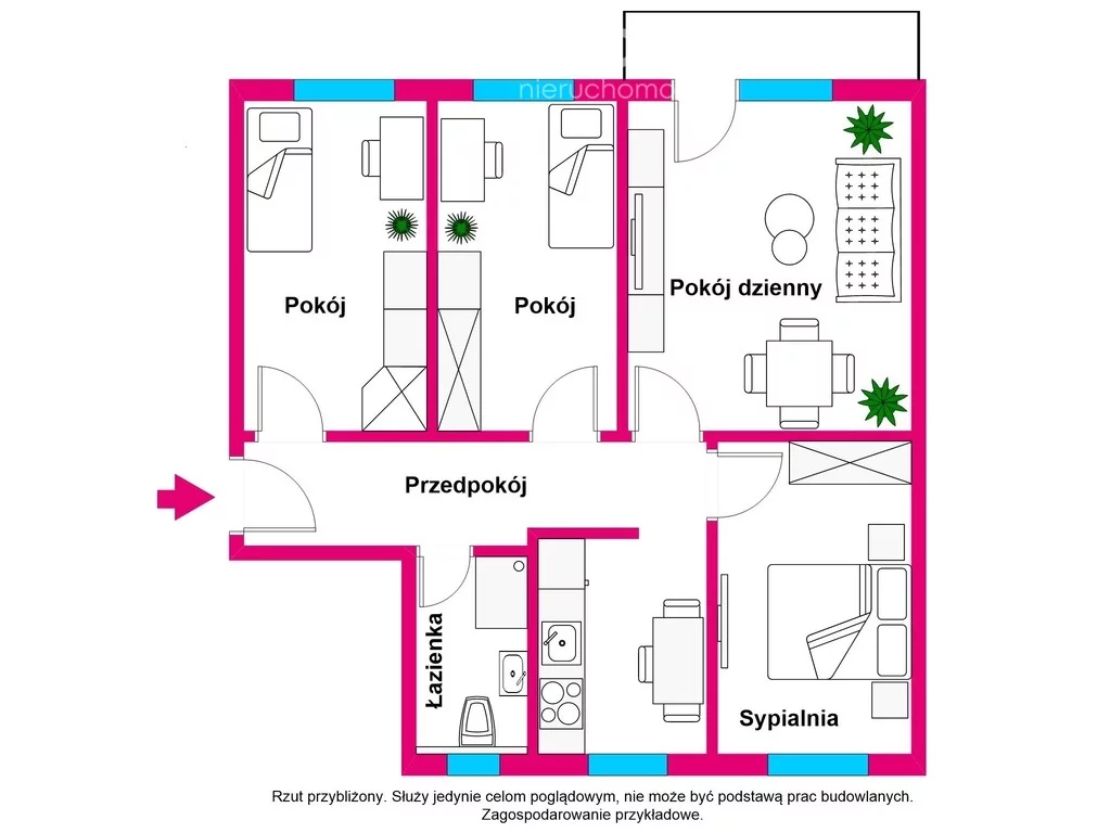 Mieszkanie czteropokojowe 69,68 m², Gościno, Torowa, Sprzedaż