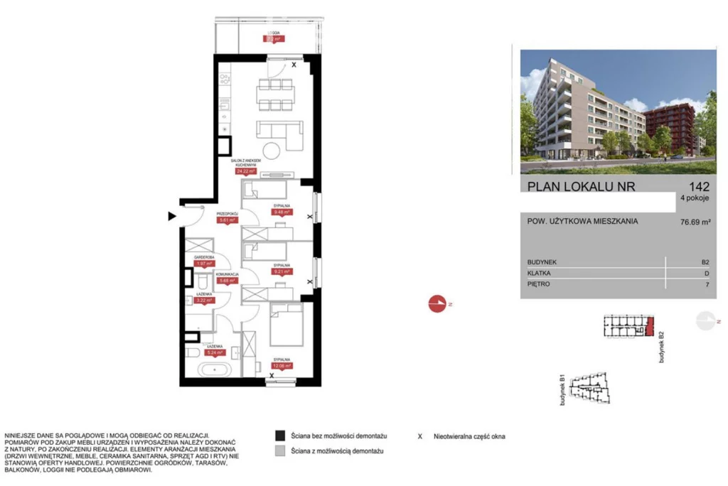 Mieszkanie na sprzedaż, 76,69 m², 4 pokoje, 7 piętro, oferta nr 31145/3685/OMS