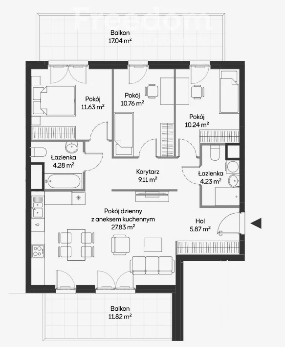 4 pokoje, mieszkanie 83,95 m², piętro 2, oferta nr , 33494/3685/OMS, Warszawa, Mokotów, Mokotów