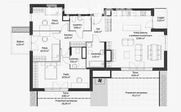 4 pokoje, mieszkanie 103,51 m², piętro 7, oferta nr , 33508/3685/OMS, Warszawa, Mokotów, Mokotów