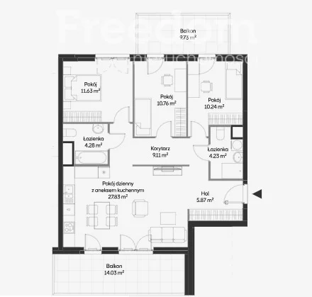 4 pokoje, mieszkanie 83,95 m², piętro 4, oferta nr , 33515/3685/OMS, Warszawa, Mokotów, Mokotów