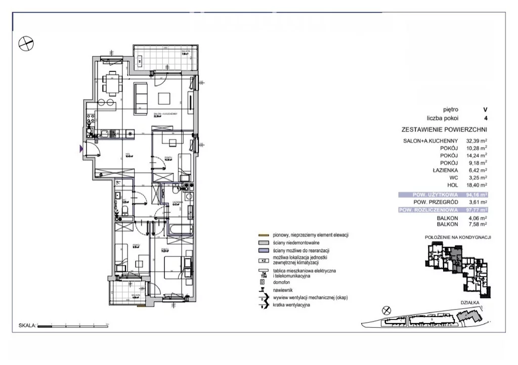 Mieszkanie na sprzedaż, 97,77 m², 4 pokoje, 5 piętro, oferta nr 31370/3685/OMS