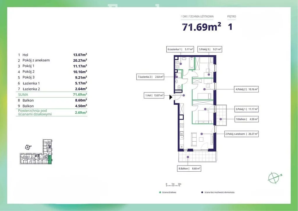 4 pokoje, mieszkanie 71,59 m², piętro 1, oferta nr , 40692/3685/OMS, Warszawa, Mokotów, Mokotów