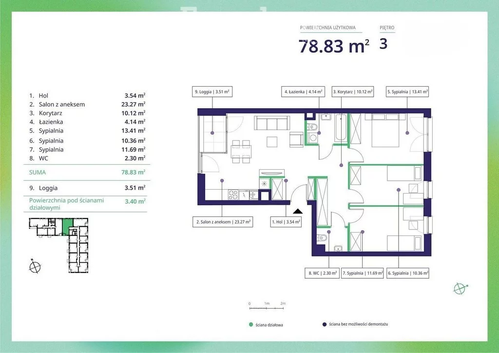 4 pokoje, mieszkanie 78,83 m², piętro 3, oferta nr , 39754/3685/OMS, Warszawa, Mokotów, Mokotów